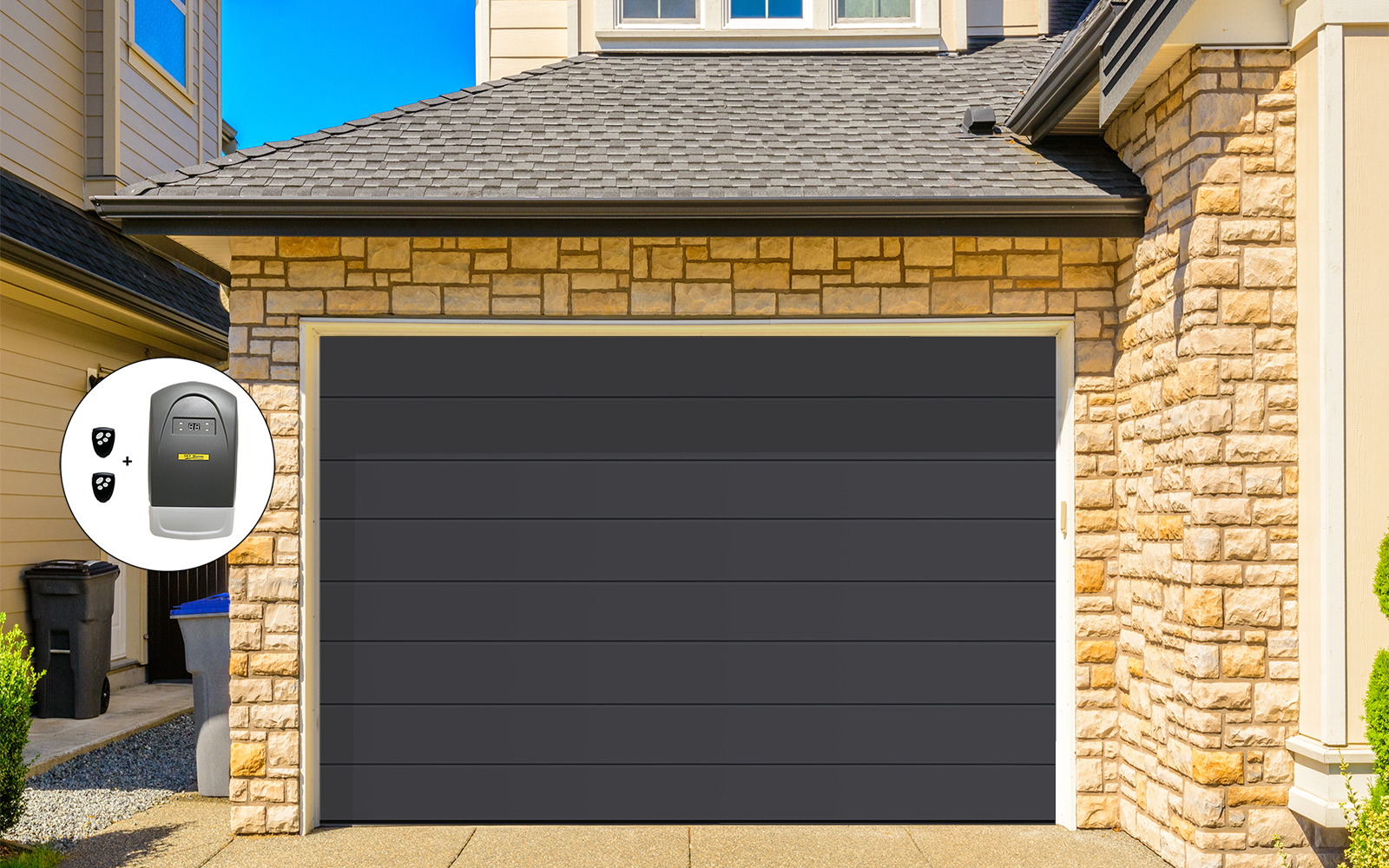 Porte de garage sectionnelle mono ligne 3000 x 2000 RAL 7016